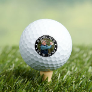 Seven-tee & Still on Par Funny 70th Birthday Photo Golf Balls
