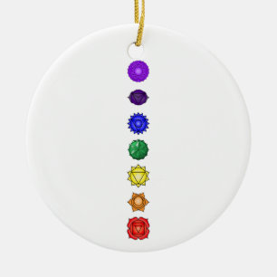Seven vertical chakras ceramic tree decoration