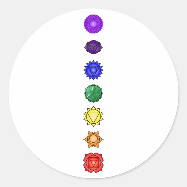 Seven vertical chakras classic round sticker (Front)