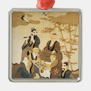 Seven wise men in the bamboo forest metal tree decoration