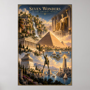 Seven Wonders of the World Historical Art Poster