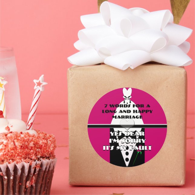 Seven Words For a Long and Happy Marriage Classic Round Sticker (Party)