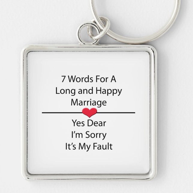 Seven Words For a Long and Happy Marriage Key Ring (Front)