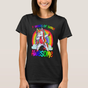 Seven Year Old Birthday Unicorn Dabbing Awesome Gi T-Shirt