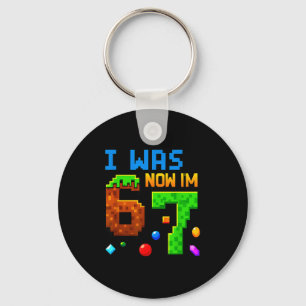 Seven Year Old Birthday, Was 6 Now I'm 7 Funny 67 Key Ring