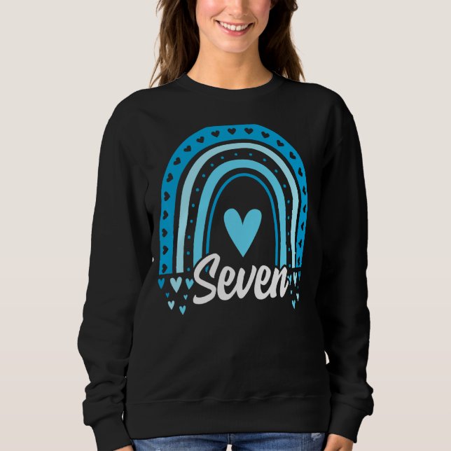 Seven Years Old Rainbow 7th Birthday Boy 7 Bday Sweatshirt (Front)