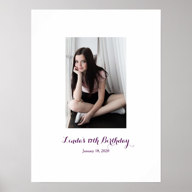 Seventeen Birthday Sign In Party Board 17th (Front)