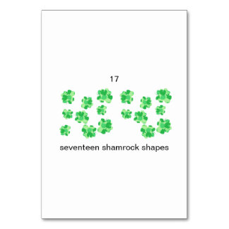 Seventeen shamrock shapes custom number flashcards table number