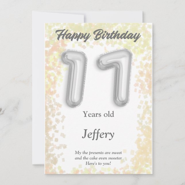 Seventeen year old Happy Birthday card (Front)