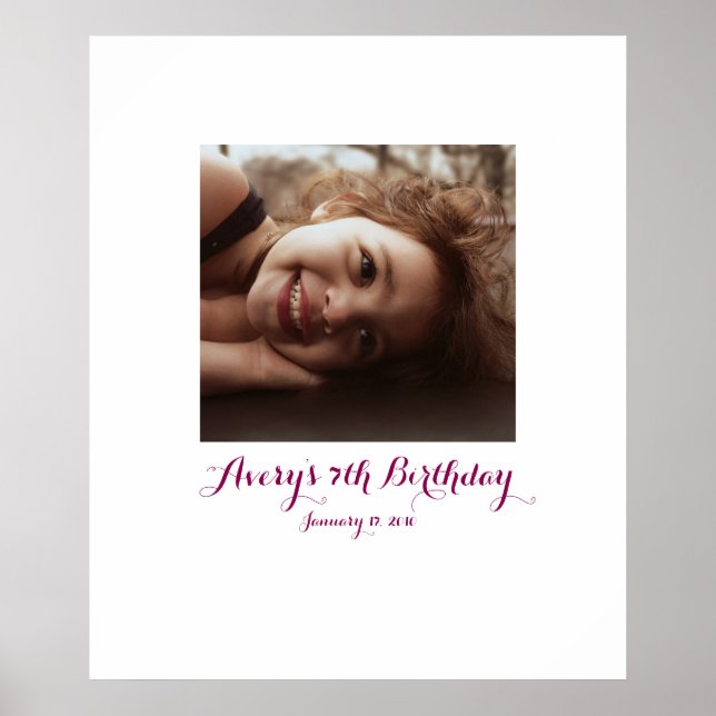 Seventh birthday 7th Sign In Party Board 7 (Front)