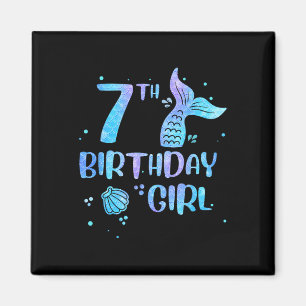 Seventh Birthday Girl Mermaid 7th Toddlers Back To Magnet