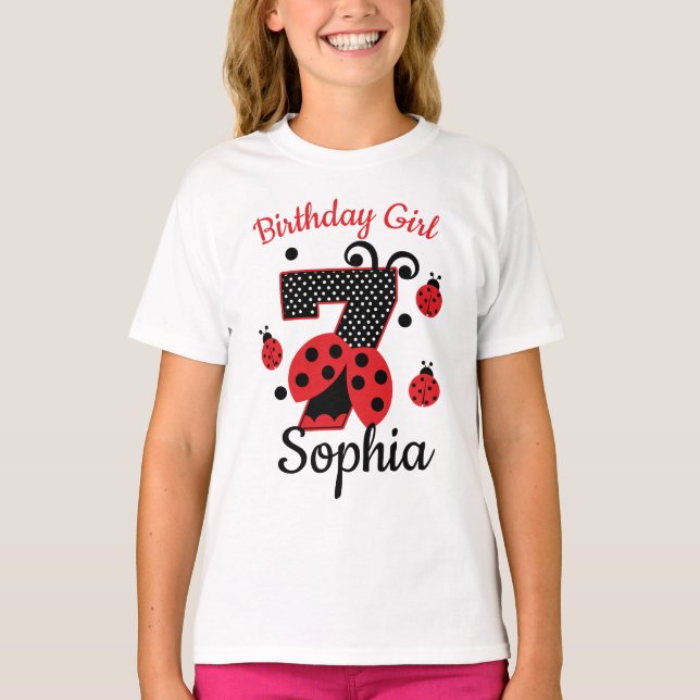 Seventh Birthday ladybug 7 | custom designs T-Shirt (Front)