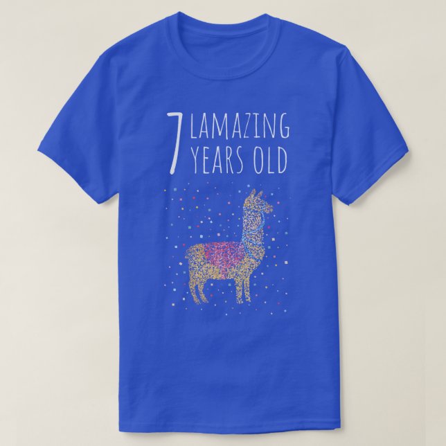 Seventh Birthday Seven 7th Llama Alpaca T-Shirt (Design Front)