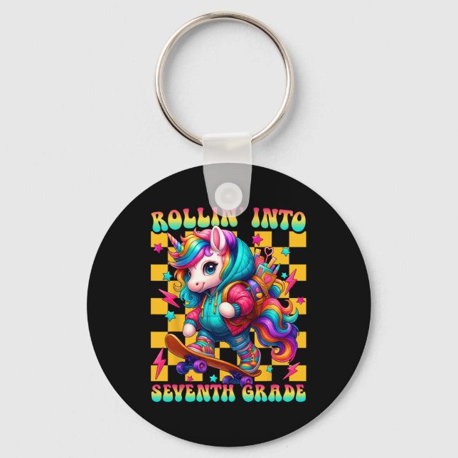 Seventh Grade Back To School First Day Girls Rolli Key Ring (Front)