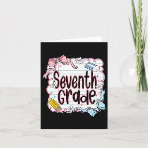 Seventh Grade Back To School For Girls Pink Notebo Card
