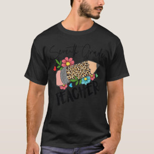 Seventh Grade Leopard Pencil 1st First Day Of Scho T-Shirt