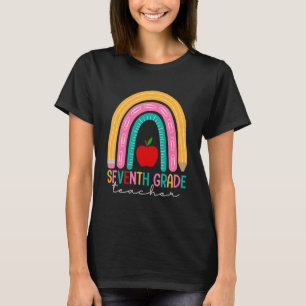 Seventh Grade Teacher Back To School Pencils Rainb T-Shirt