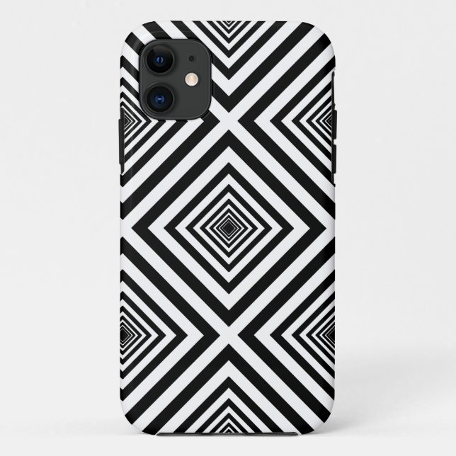 Seventies Black White Squares Mosaic Art Pattern Case-Mate iPhone Case (Back)