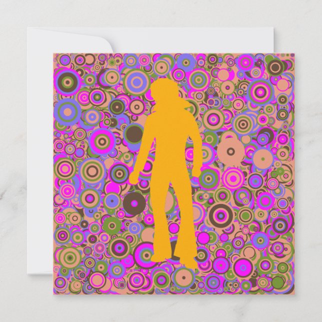 Seventies disco party multicolor customisable invitation (Front)