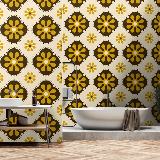 Seventies Mod flower pattern Wallpaper (Bathroom)