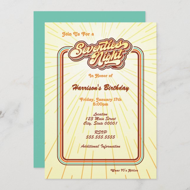 Seventies Night Invitation (Front/Back)