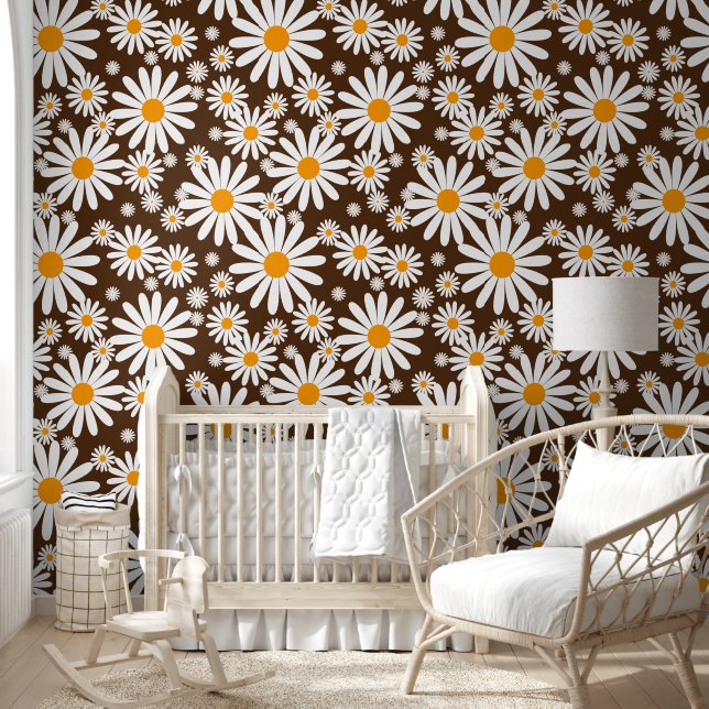 Seventies retro flower pattern wallpaper (Kids)