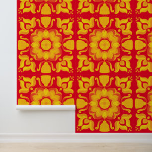 Seventies retro flower pattern wallpaper