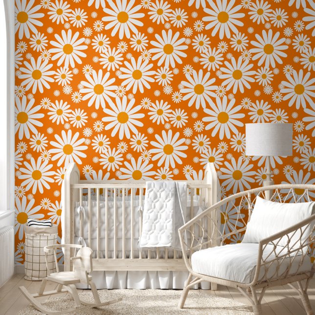 Seventies retro flower pattern wallpaper (Kids)