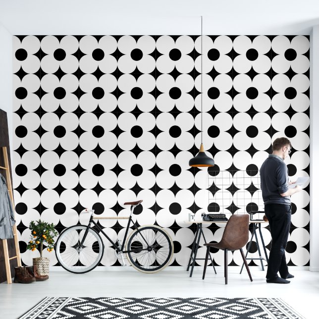 Seventies retro flower pattern wallpaper (Living Room)