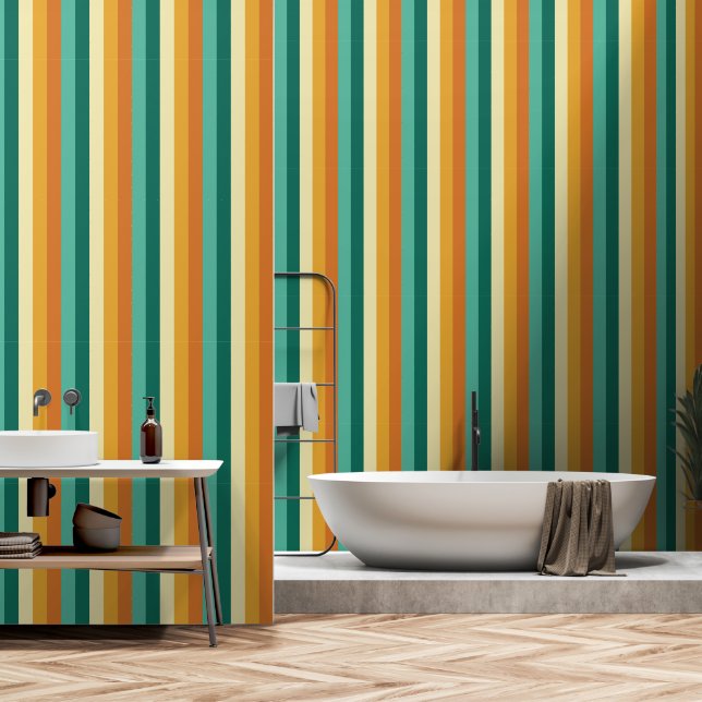 Seventies stripe pattern wallpaper (Bathroom)