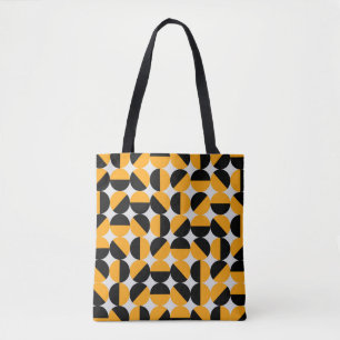 seventies style geometric pattern with half circle tote bag
