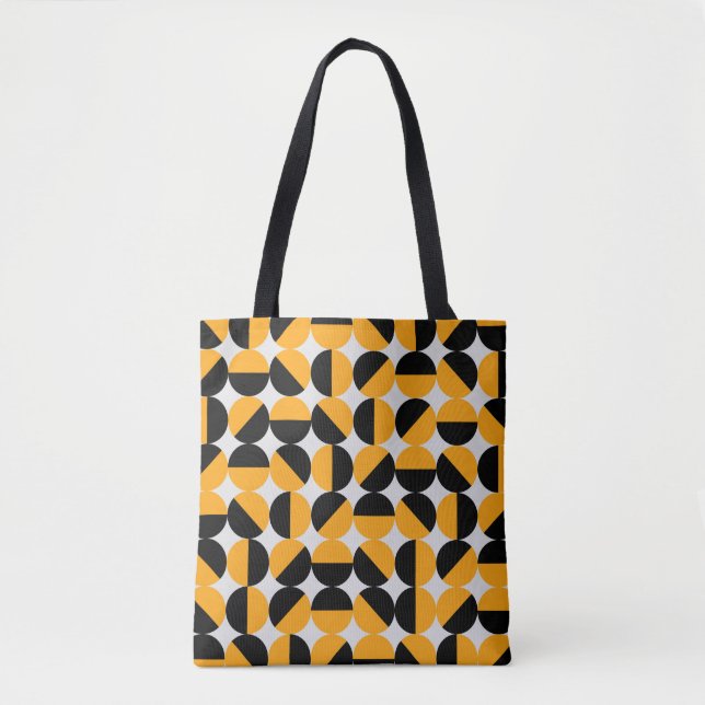 seventies style geometric pattern with half circle tote bag (Front)