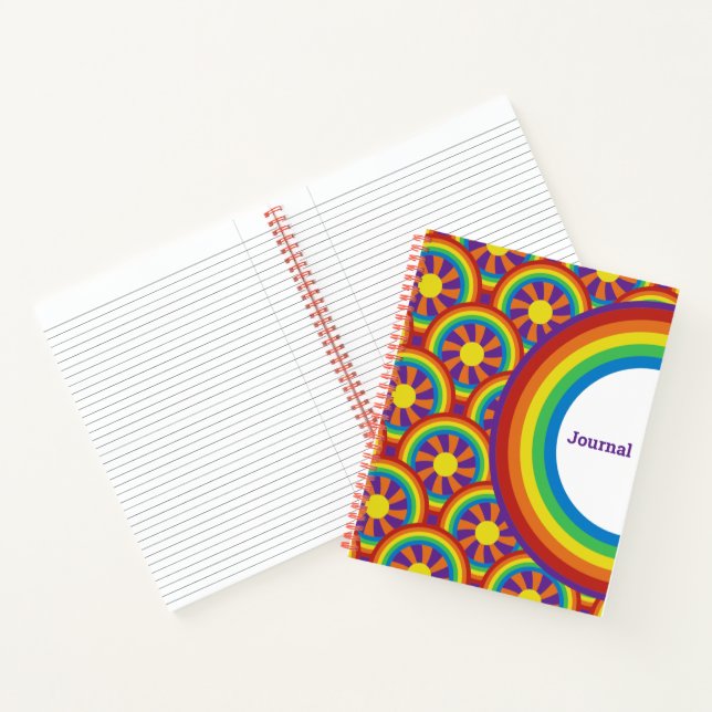 Seventies Style Rainbows and Sun Graphic Journal (Inside)