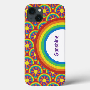 Seventies Style Rainbows and Sun Graphic Pattern iPhone 13 Case