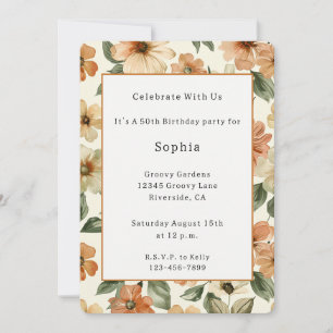 Seventies Vibes Orange Green Groovy Birthday Invitation