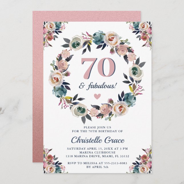 Seventy and Fabulous Chic Lady 70th Birthday Party Invitation (Front/Back)