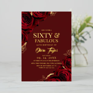 Seventy and Fabulous Gold Burgundy Roses Birthday
