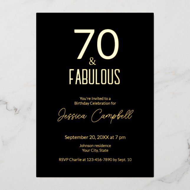 Seventy and Fabulous Minimal 70th Birthday (Front)