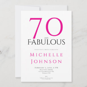 Seventy and Fabulous Minimal Pink 70th Birthday Invitation