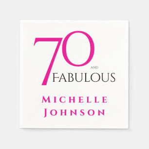 Seventy and Fabulous Minimal Pink 70th Birthday Napkin