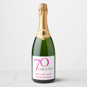 Seventy and Fabulous Minimal Pink 70th Birthday Sparkling Wine Label