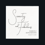 Seventy and Fabulous Name Date 70th Birthday Party Napkin<br><div class="desc">Modern Minimal Seventy and Fabulous black name date 70th birthday paper napkins that you can personalise for your seventieth birthday party celebration. The words "Seventy and Fabulous" are set using trending script font typography. Text colours can be changed using the edit menu.</div>