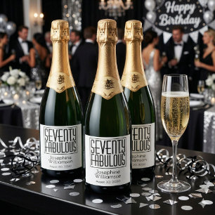 Seventy and Fabulous Name Date 70th Birthday Party Sparkling Wine Label