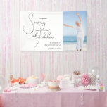 Seventy and Fabulous Photo 70th Birthday Party Banner<br><div class="desc">Modern Minimal Seventy and Fabulous black name date 70th birthday party banner that you can personalise for your seventieth birthday party celebration. The words "Seventy and Fabulous" are set using trending script font typography. Text colours can be changed using the edit menu.</div>