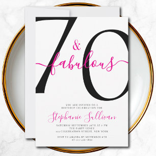 Seventy and Fabulous Script 70th Birthday Party Invitation