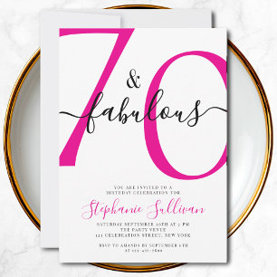 Seventy and Fabulous Script 70th Birthday Party Invitation