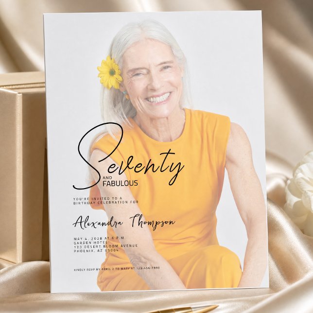 Seventy and Fabulous Script 70th Birthday Party Invitation (Creator Uploaded)