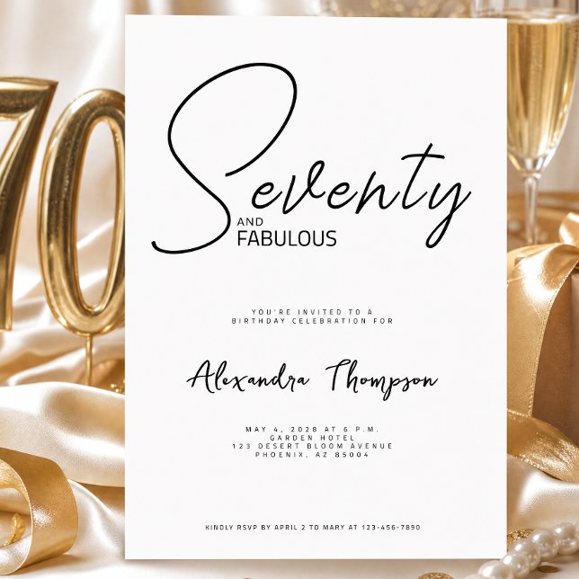 Seventy and Fabulous Script 70th Birthday Party Invitation (Creator Uploaded)