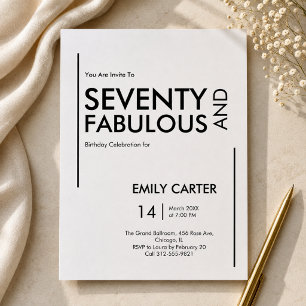 Seventy and Fabulous Script 70th Birthday Party Invitation
