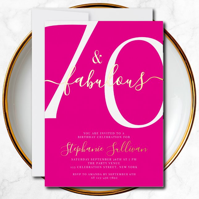 Seventy and Fabulous Script 70th Birthday Pink  (Creator Uploaded)
